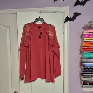 TORRID Georgette Crochet Insert Top in Holly Berry